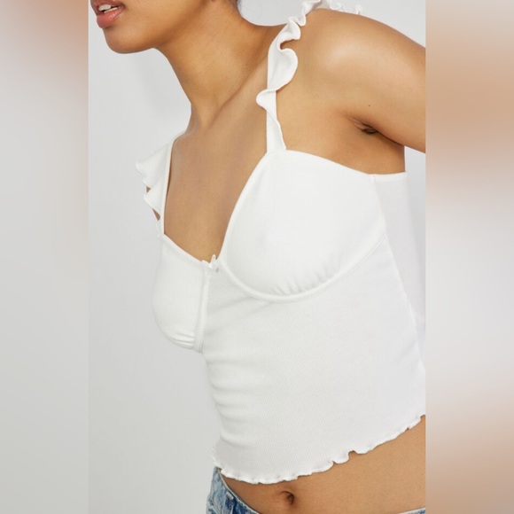 White Flutter Rib Garage Cami - Picture 3 of 3